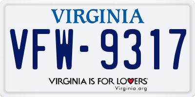 VA license plate VFW9317