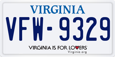 VA license plate VFW9329