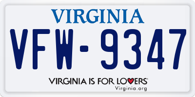 VA license plate VFW9347