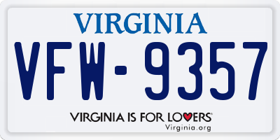 VA license plate VFW9357