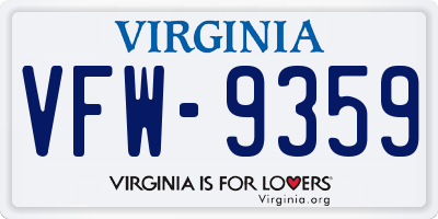 VA license plate VFW9359
