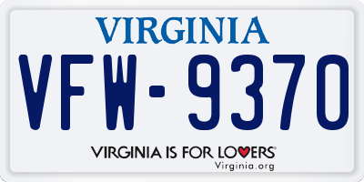 VA license plate VFW9370