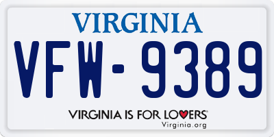VA license plate VFW9389