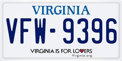 VA license plate VFW9396