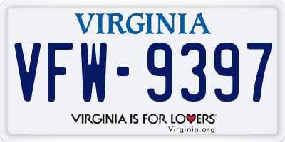 VA license plate VFW9397