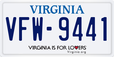 VA license plate VFW9441