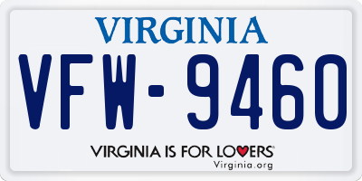VA license plate VFW9460