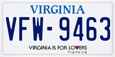 VA license plate VFW9463