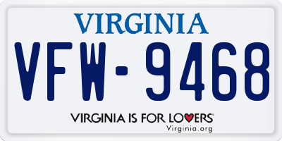 VA license plate VFW9468
