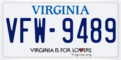 VA license plate VFW9489