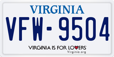 VA license plate VFW9504
