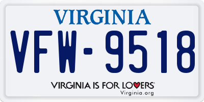 VA license plate VFW9518