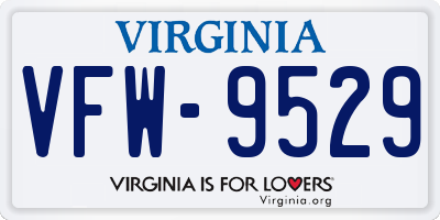 VA license plate VFW9529