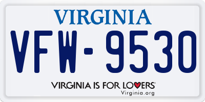 VA license plate VFW9530