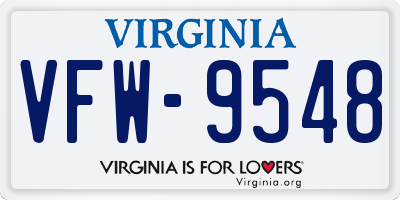 VA license plate VFW9548
