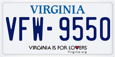 VA license plate VFW9550