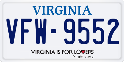 VA license plate VFW9552