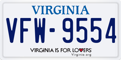 VA license plate VFW9554