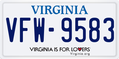 VA license plate VFW9583