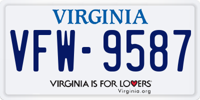 VA license plate VFW9587
