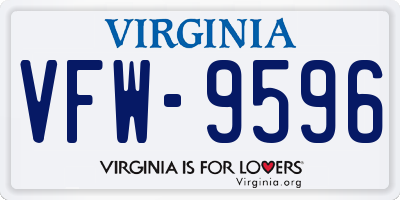 VA license plate VFW9596