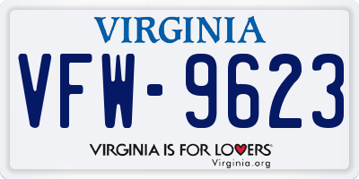 VA license plate VFW9623