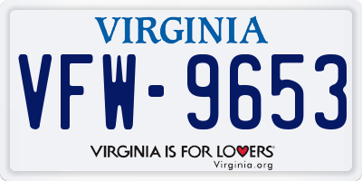 VA license plate VFW9653