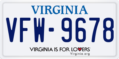 VA license plate VFW9678