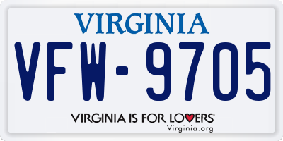 VA license plate VFW9705
