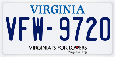 VA license plate VFW9720