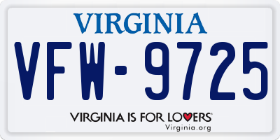 VA license plate VFW9725