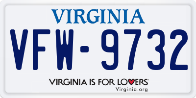 VA license plate VFW9732