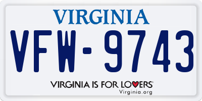 VA license plate VFW9743