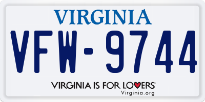 VA license plate VFW9744