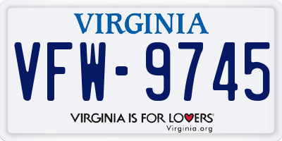 VA license plate VFW9745