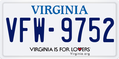 VA license plate VFW9752