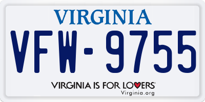 VA license plate VFW9755