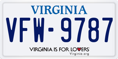 VA license plate VFW9787