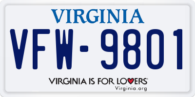 VA license plate VFW9801