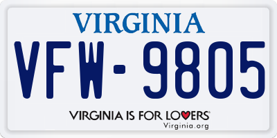 VA license plate VFW9805