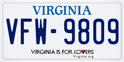 VA license plate VFW9809