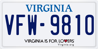 VA license plate VFW9810