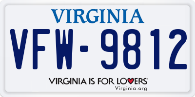 VA license plate VFW9812