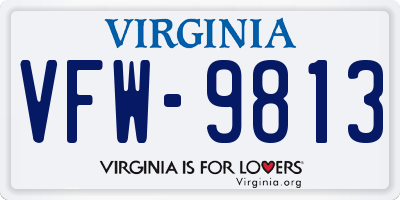 VA license plate VFW9813