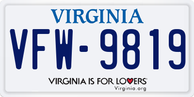 VA license plate VFW9819
