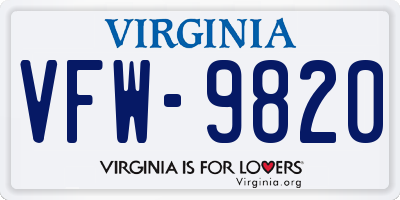 VA license plate VFW9820