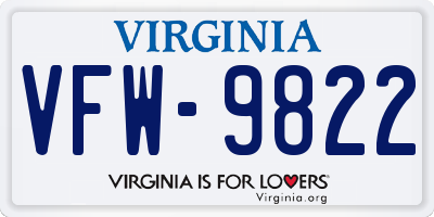 VA license plate VFW9822