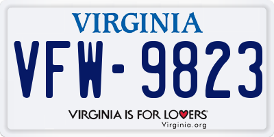 VA license plate VFW9823