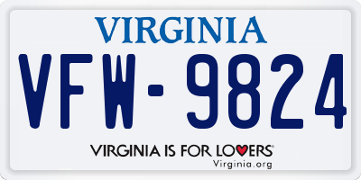 VA license plate VFW9824