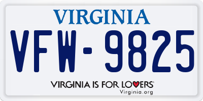 VA license plate VFW9825